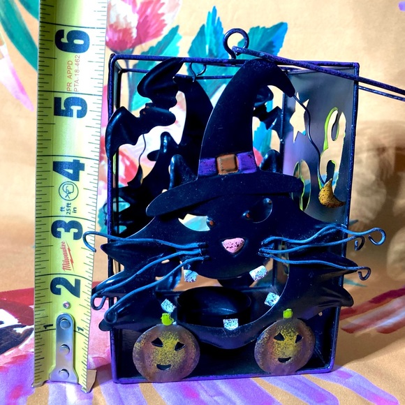 Vintage Folk Art Metal Halloween Candle Holder - Picture 3 of 9